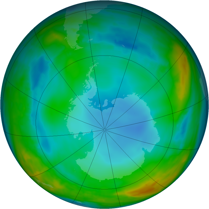 Antarctic ozone map for 03 July 2014